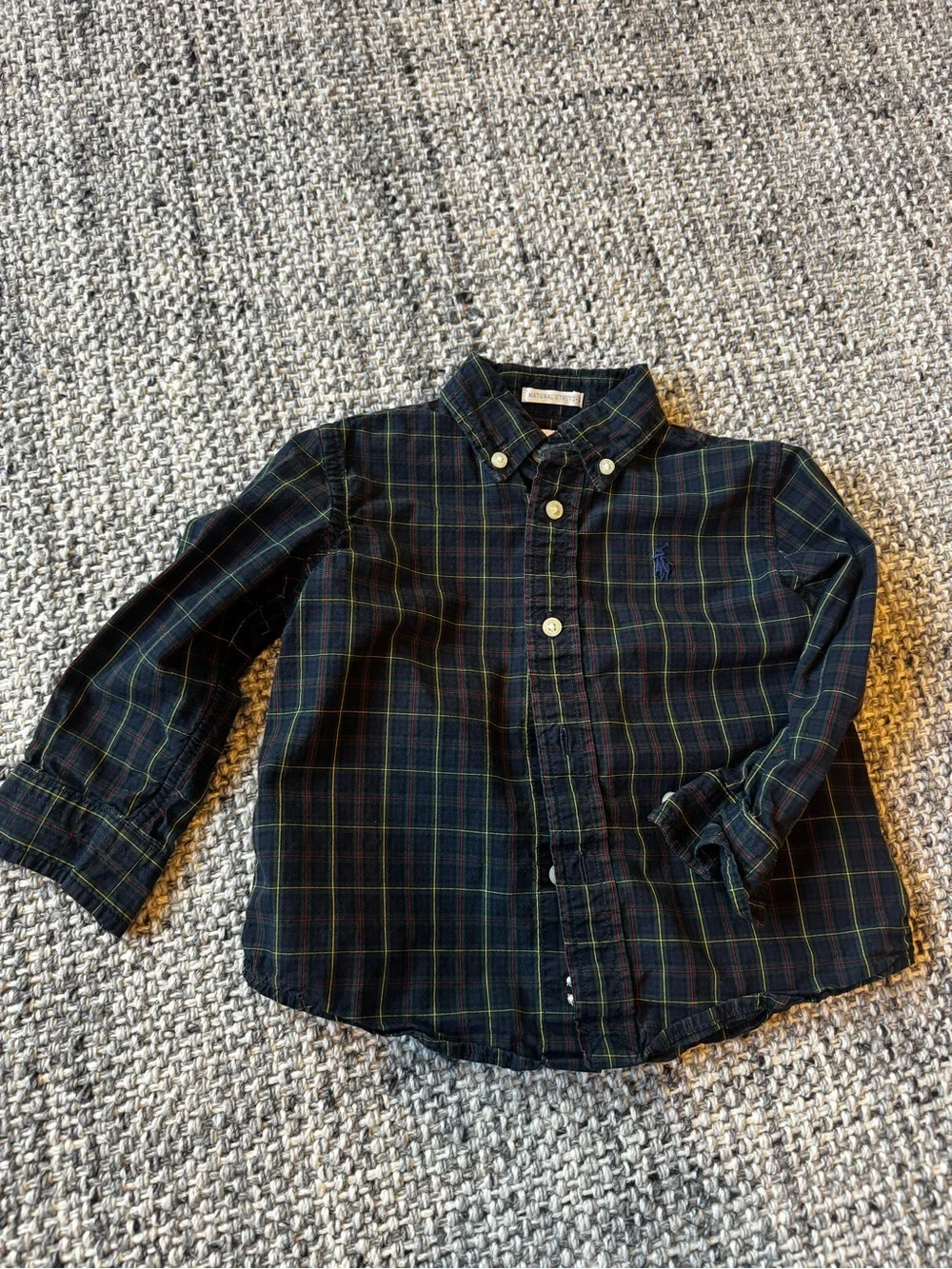 Ralph Lauren Boys Dark Green & Navy Plaid Button-Down Shirt